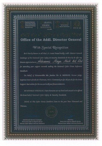 Special Recognition From National Cyber Crime
