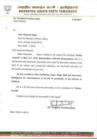 Letter of Appreciation from Her Excellency Tamilisai Soundarajan, Hon'ble Governor Of Telangana