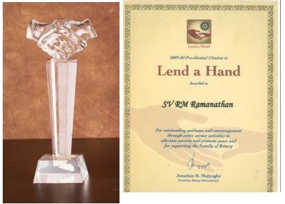 Lend A Hand Award Presidential Citation Rotary International USA