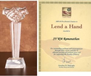 Lend A Hand Award Presidential Citation Rotary International USA